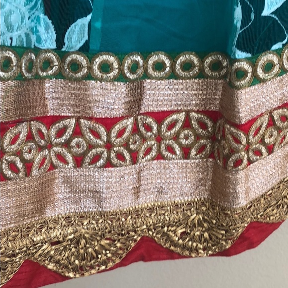 Real green net half saree - Indian - Picture 5 of 6